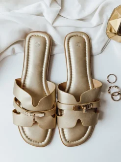 Klapki>Dstreet Klapki damskie ZALVETA złote ZY0980