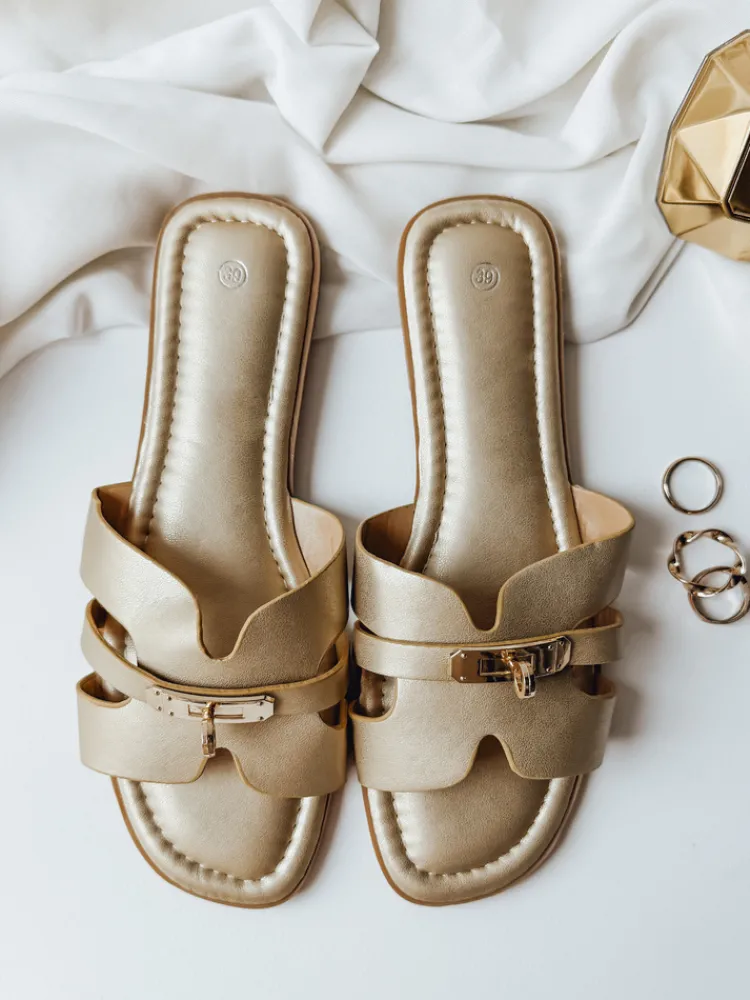 Klapki>Dstreet Klapki damskie ZALVETA złote ZY0980