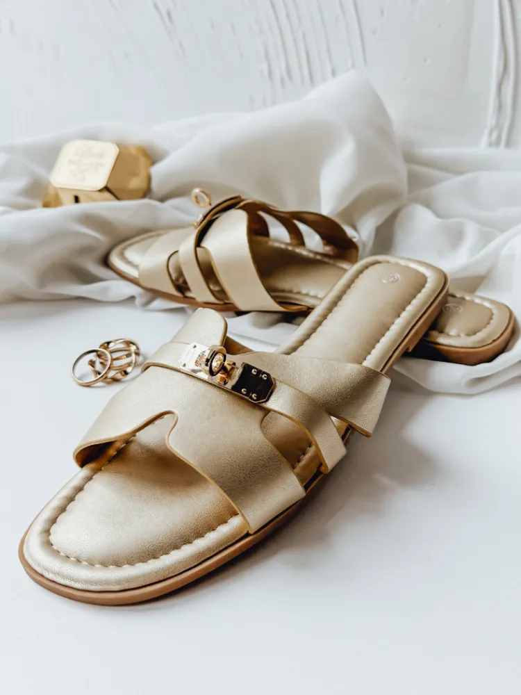 Klapki>Dstreet Klapki damskie ZALVETA złote ZY0980