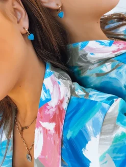 Kolczyki>Dstreet Kolczyki BLUE HEART turkusowe JY0009