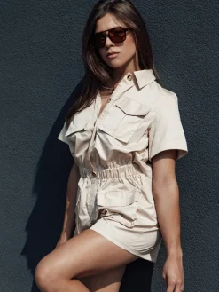 Kombinezony Damskie>Dstreet Kombinezon BROST beżowy EY2538