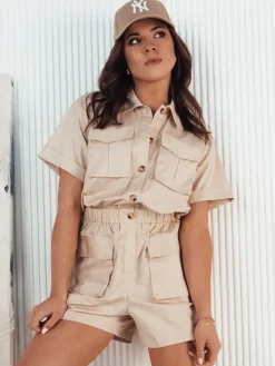 Kombinezony Damskie>Dstreet Kombinezon BROST beżowy EY2459