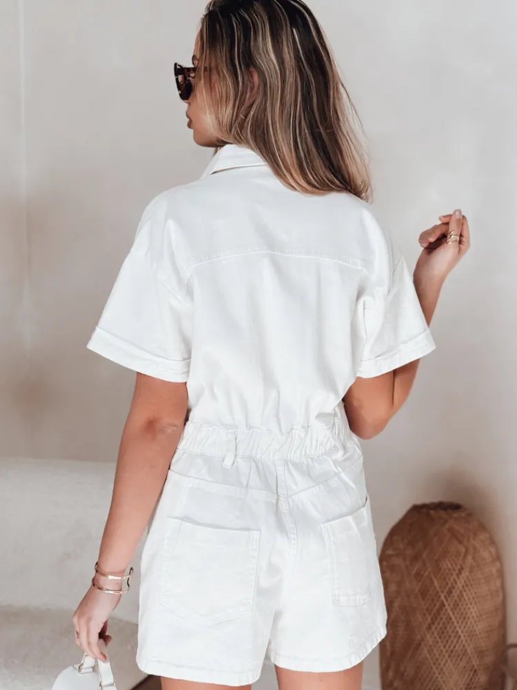 Kombinezony Damskie>Dstreet Kombinezon krótki jeansowy DINOZIA biały EY2589