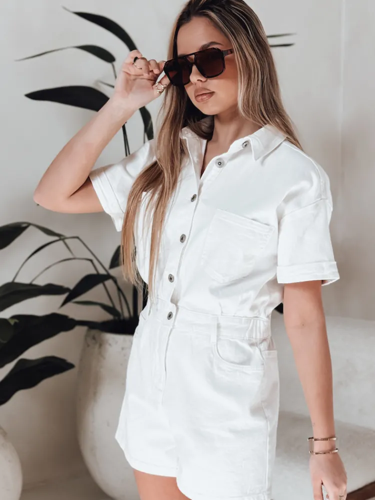 Kombinezony Damskie>Dstreet Kombinezon krótki jeansowy DINOZIA biały EY2589