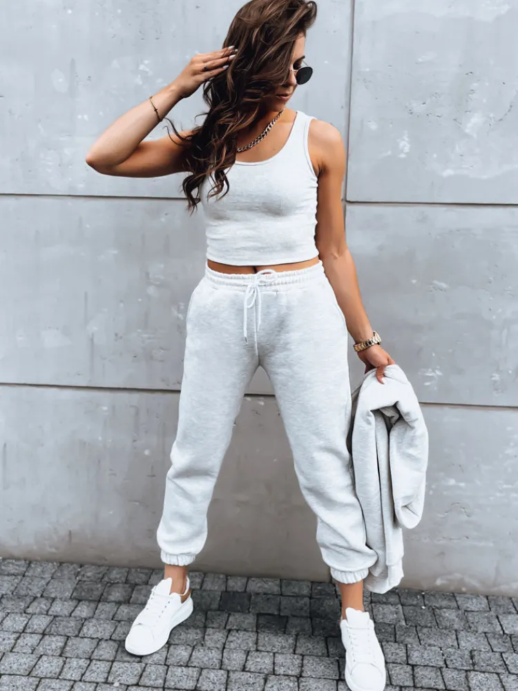 Komplety Dresowe Damskie>Dstreet Komplet 3 częściowy damski INDESIT jasnoszary AY0947