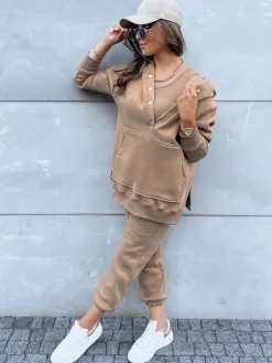 Komplety Dresowe Damskie>Dstreet Komplet 3 częściowy damski INDESIT kamelowy AY0946