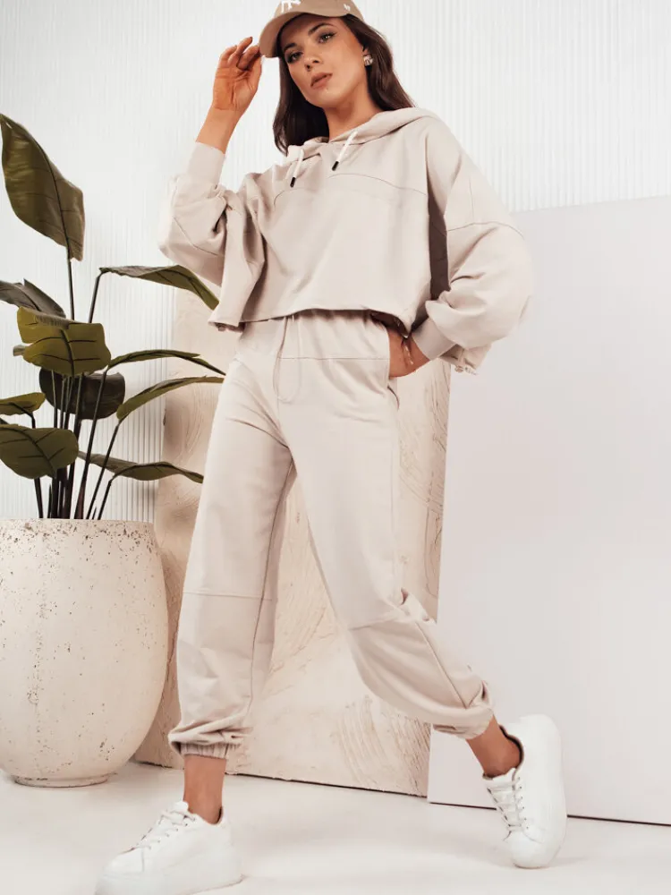 Komplety Dresowe Damskie>Dstreet Komplet damski dresowy BISTAN jasnobeżowy AY1018