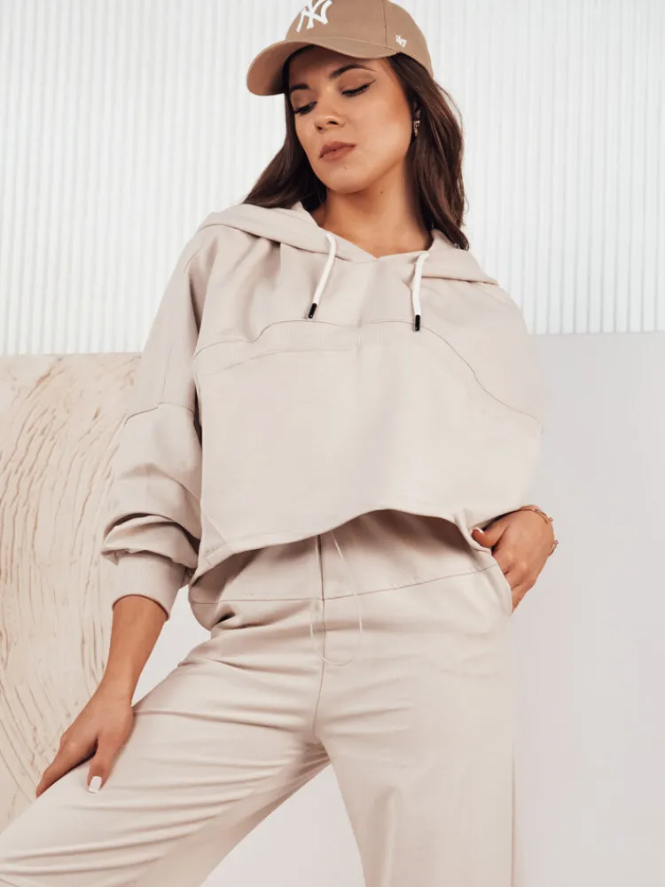 Komplety Dresowe Damskie>Dstreet Komplet damski dresowy BISTAN jasnobeżowy AY1018