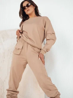 Komplety Dresowe Damskie>Dstreet Komplet damski dresowy CADAVAL beżowy AY1009