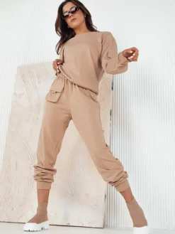 Komplety Dresowe Damskie>Dstreet Komplet damski dresowy CADAVAL beżowy AY1009