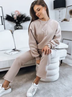 Komplety Dresowe Damskie>Dstreet Komplet damski dresowy FILAR beżowy AY0752