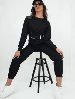 Komplety Dresowe Damskie>Dstreet Komplet damski dresowy KEILI czarny AY1008