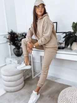 Komplety Dresowe Damskie>Dstreet Komplet damski dresowy KSENIIA PREMIUM jasnobeżowy AY0784