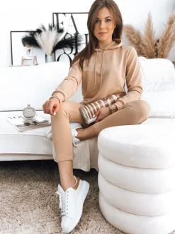 Komplety Dresowe Damskie>Dstreet Komplet damski dresowy MIGEL ciemnobeżowy AY0805