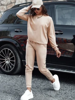 Komplety Dresowe Damskie>Dstreet Komplet damski dresowy MILIAN ciemnobeżowy AY1107