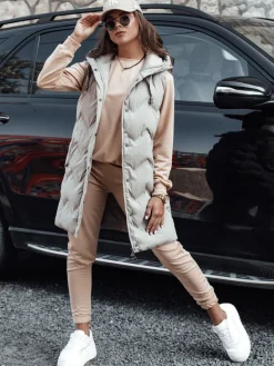 Komplety Dresowe Damskie>Dstreet Komplet damski dresowy MILIAN ciemnobeżowy AY1107