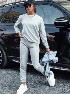 Komplety Dresowe Damskie>Dstreet Komplet damski dresowy MILIAN jasnoszary AY1103