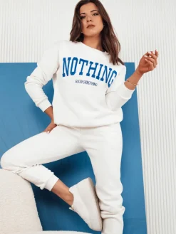 Komplety Dresowe Damskie>Dstreet Komplet damski dresowy NOTHING ecru AY0758