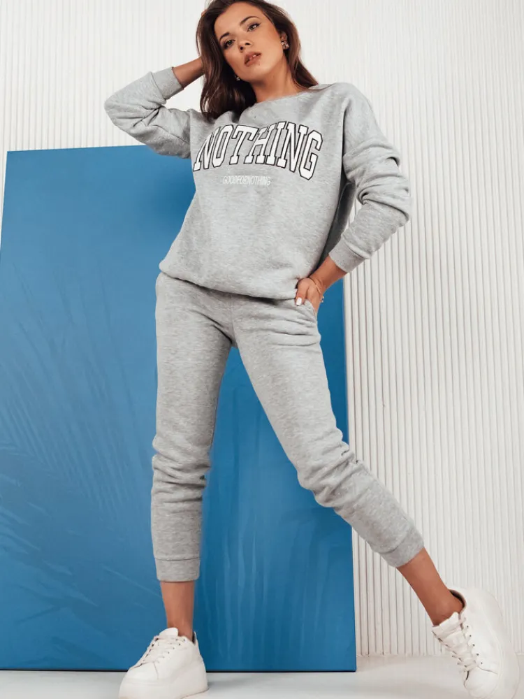 Komplety Dresowe Damskie>Dstreet Komplet damski dresowy NOTHING jasnoszary AY0761