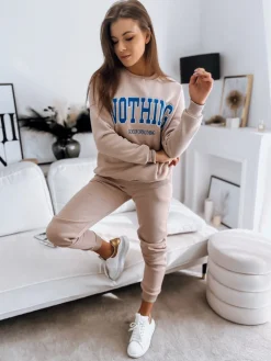 Komplety Dresowe Damskie>Dstreet Komplet damski dresowy NOTHING beżowy AY0759