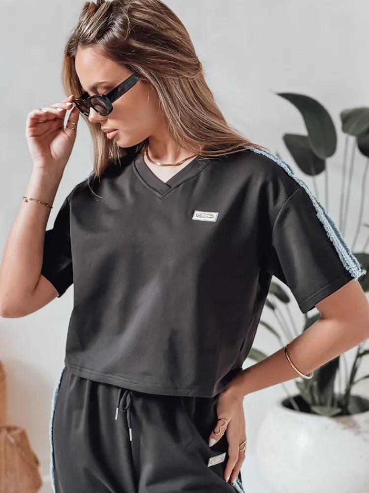 Komplety Dresowe Damskie>Dstreet Komplet damski dresowy oversize SPORT LIKE czarny AY1146