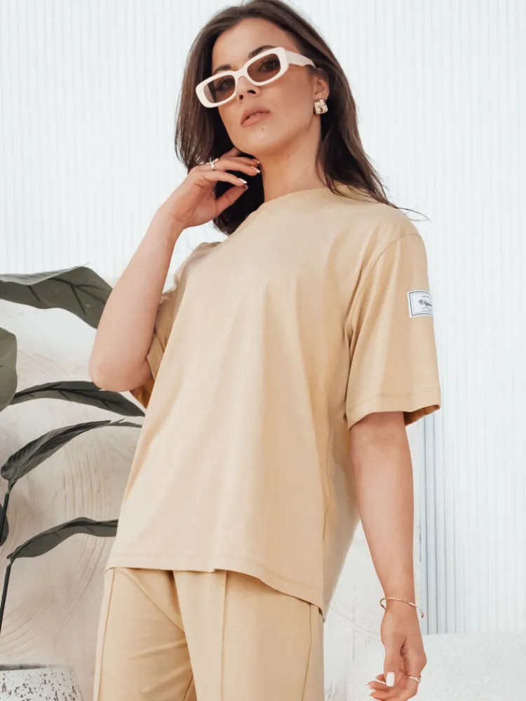 Komplety Dresowe Damskie>Dstreet Komplet damski dresowy RIZNA beżowy AY1035