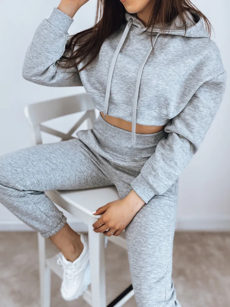 Komplety Dresowe Damskie>Dstreet Komplet damski dresowy SERINE jasnoszary AY0642