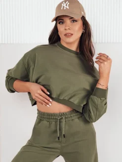 Komplety Dresowe Damskie>Dstreet Komplet damski dresowy SOLIR khaki AY1019