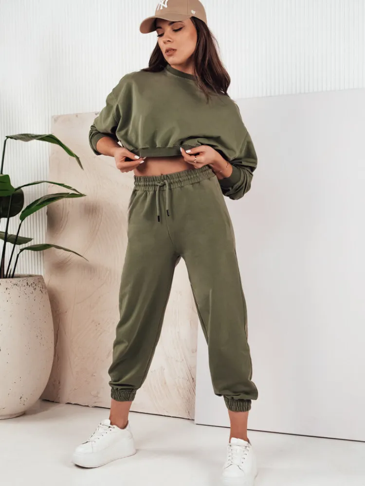 Komplety Dresowe Damskie>Dstreet Komplet damski dresowy SOLIR khaki AY1019