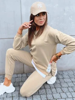 Komplety Dresowe Damskie>Dstreet Komplet damski dresowy TORONTO beżowy AY0954