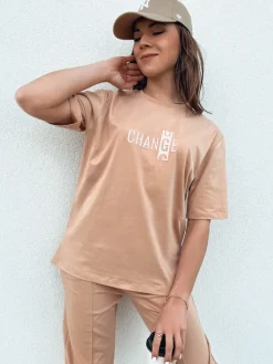 Komplety Dresowe Damskie>Dstreet Komplet damski dresowy ZIMELAN beżowy AY1030