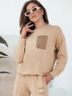 Komplety Dresowe Damskie>Dstreet Komplet damski FUTURE kamelowy AY1038