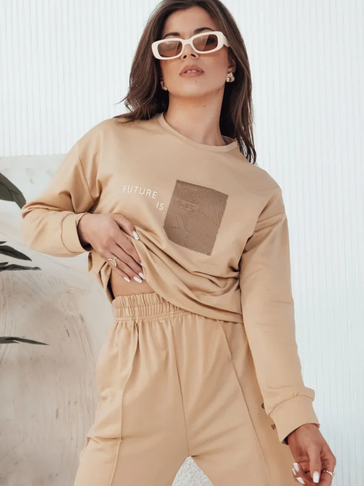 Komplety Dresowe Damskie>Dstreet Komplet damski FUTURE kamelowy AY1038