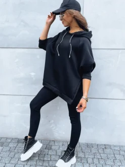 Komplety Dresowe Damskie>Dstreet Komplet damski legginsy i bluza LUNAR LUXE czarny AY0889