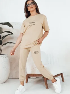 Komplety Dresowe Damskie>Dstreet Komplet damski SIPAN beżowy AY1043