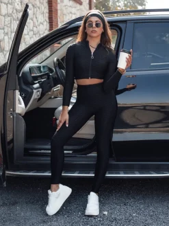 Komplety Damskie|Komplety Dresowe Damskie>Dstreet Komplet damski sportowy PANAMERA II czarny AY1093