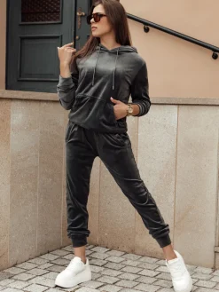 Komplety Dresowe Damskie>Dstreet Komplet damski welurowy RELAX FIT ciemnoszary AY1073