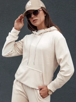 Komplety Dresowe Damskie>Dstreet Komplet damski welurowy RELAX FIT ecru AY1066