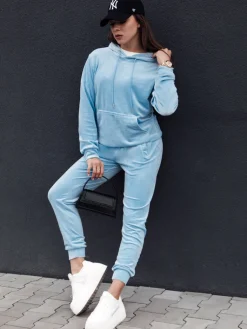 Komplety Dresowe Damskie>Dstreet Komplet damski welurowy RELAX FIT błękitny AY1071