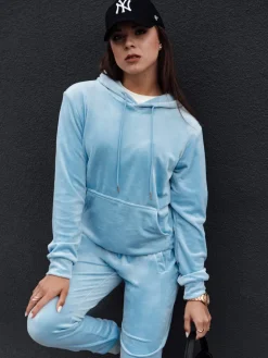 Komplety Dresowe Damskie>Dstreet Komplet damski welurowy RELAX FIT błękitny AY1071