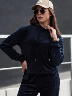 Komplety Dresowe Damskie>Dstreet Komplet damski welurowy RELAX FIT granatowy AY1068
