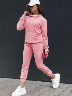 Komplety Dresowe Damskie>Dstreet Komplet damski welurowy RELAX FIT różowy AY1069