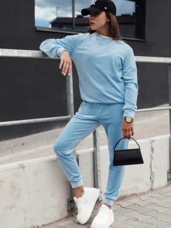 Komplety Dresowe Damskie>Dstreet Komplet damski welurowy URBANVELVET błękitny AY1056