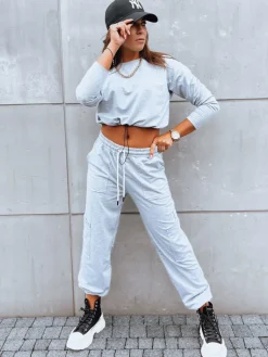 Komplety Dresowe Damskie>Dstreet Komplet dresowy damski CHARM jasnoszary AY0958