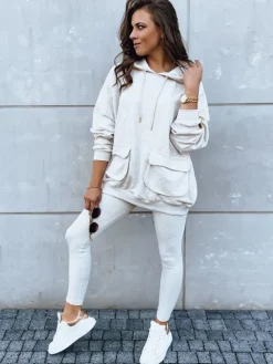 Komplety Dresowe Damskie>Dstreet Komplet dresowy damski MATTHEW jasnobeżowy AY0915