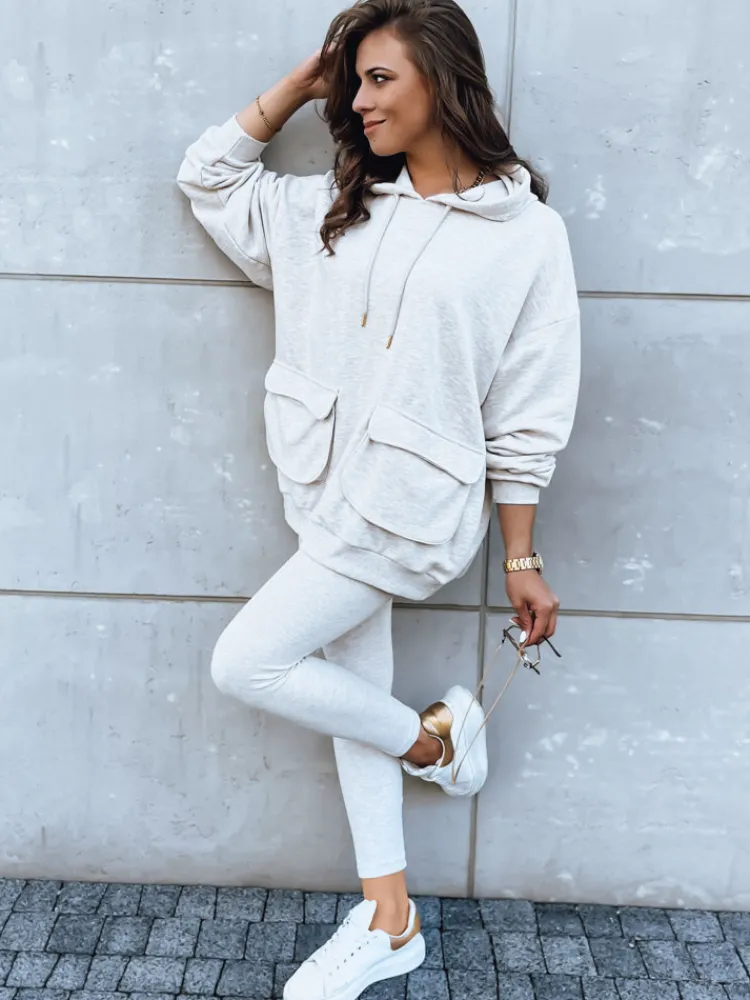 Komplety Dresowe Damskie>Dstreet Komplet dresowy damski MATTHEW jasnobeżowy AY0915