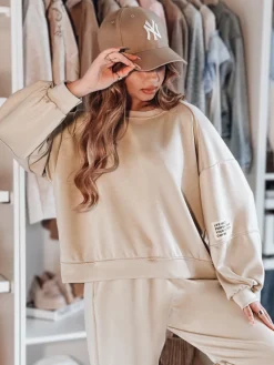 Komplety Dresowe Damskie>Dstreet Komplet dresowy damski masełko oversizowy DRESIS beżowy AY1132