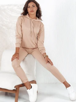 Komplety Dresowe Damskie>Dstreet Komplet dresowy damski MIGEL ciemnobeżowy AY1086