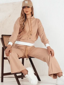 Komplety Dresowe Damskie>Dstreet Komplet dresowy damski SANELIS beżowy AY0987