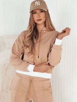 Komplety Dresowe Damskie>Dstreet Komplet dresowy damski SANELIS beżowy AY0987